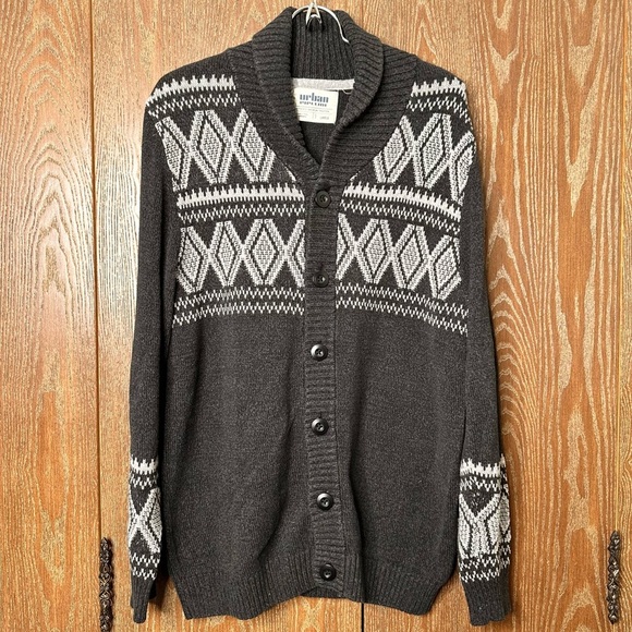 urban pipeline Other - Urban Pipeline Men’s Gray Grandpa Dad Shawl Collar Cardigan Size Large Sweater